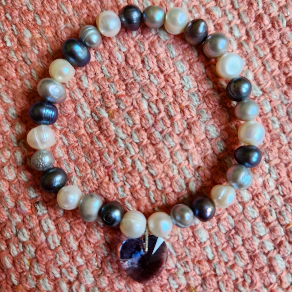 Genuine Pearl Heart Bracelet